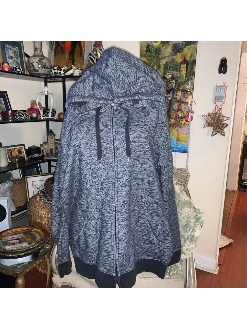 Women's Unbranded Gray Black Full-Zip Hoodie 4X Plus